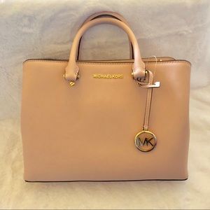 Michael Kors L Savannah Leather Satchel Blossom